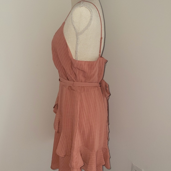 Peach Ruffled Mini Dress - Picture 6 of 8